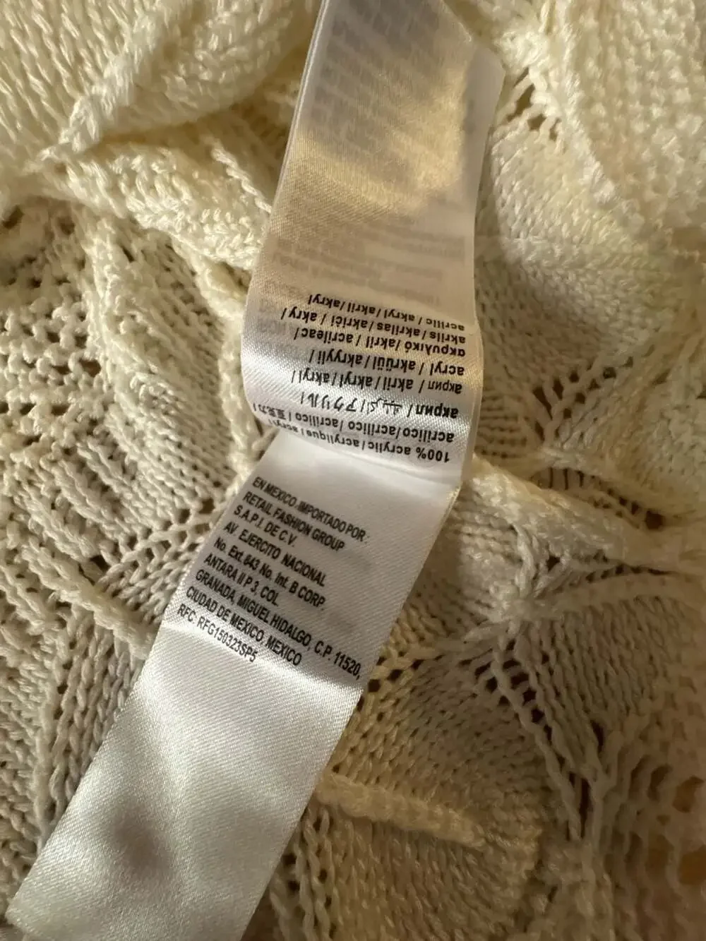 FARM RIO Off-White Mixed Lace Stitch Cardigan